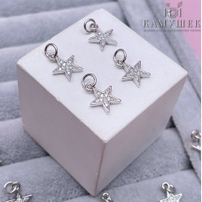 Подвеска звезда цирконы, цвет серебро 12х10 мм