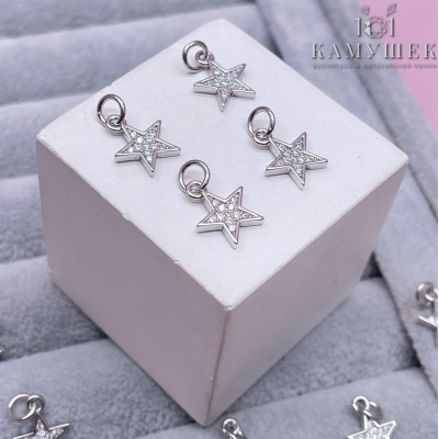 Подвеска звезда цирконы, цвет серебро 12х10 мм