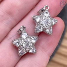Подвеска звезда цирконы, цвет серебро 16 мм Подвеска звезда цирконы, цвет серебро 16 мм