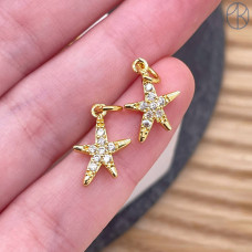 Подвеска звезда цирконы, цвет золото 10 мм 