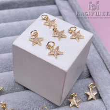 Подвеска звезда цирконы, цвет золото 12х10 мм