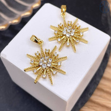 Подвеска звезда цирконы, цвет золото 23 мм Подвеска звезда цирконы, цвет золото 23 мм