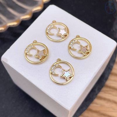 Подвеска звезда и луна, цвет золото 11 мм