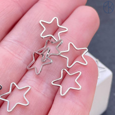 Подвеска звезда контур, цвет серебро 12 мм