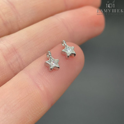 Подвеска звезда мини циркон, цвет серебро 7х5 мм