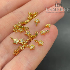 Подвеска звезда мини циркон, цвет золото 7х5 мм