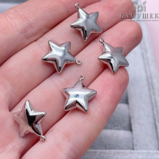 Подвеска звезда объемная, цвет серебро 16х14 мм