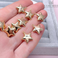 Подвеска звезда объемная, цвет золото 16х14 мм