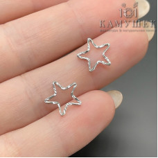 Подвеска звезда рифленое, цвет серебро 10 мм