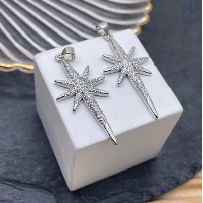 Подвеска звезда северная, цвет серебро 40х18 мм