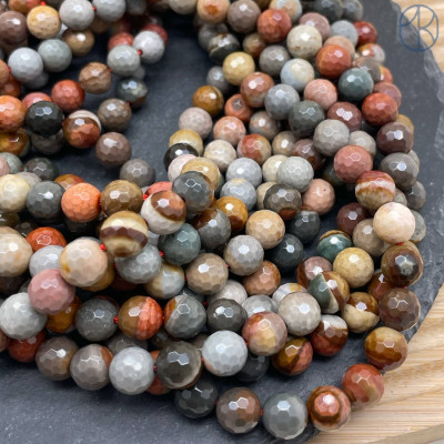 Полихромная Яшма 8 мм мелкая огранка (128 граней)