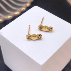 Пусеты цирконы, цвет золото 10 мм