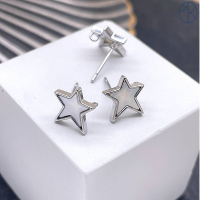 Пусеты цвет серебро 10 мм