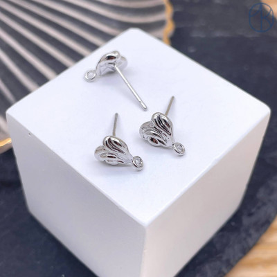 Пусеты цвет серебро 10 мм 