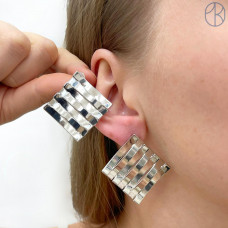 Пусеты цвет серебро 28х28 мм