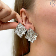 Пусеты цвет серебро 36х32 мм