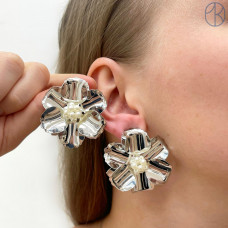 Пусеты цвет серебро 36х41 мм