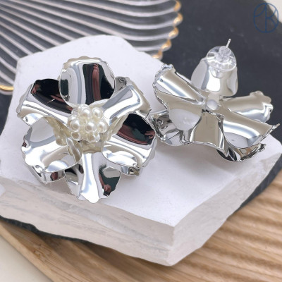 Пусеты цвет серебро 36х41 мм