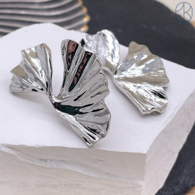 Пусеты цвет серебро 43х25 мм