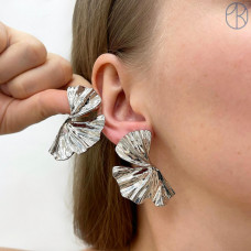 Пусеты цвет серебро 43х25 мм