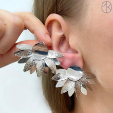 Пусеты, цвет серебро 44х32 мм