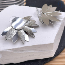 Пусеты, цвет серебро 44х32 мм