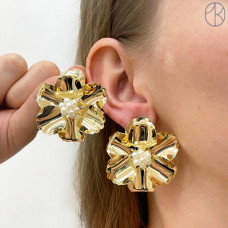 Пусеты, цвет золото 36х41 мм