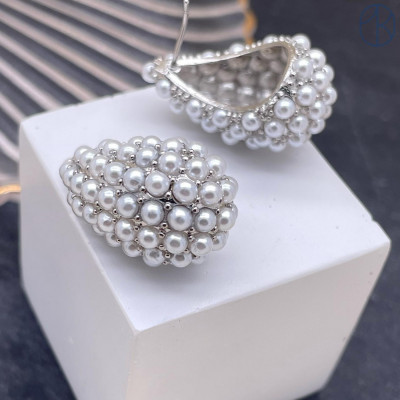 Пусеты капля, цвет серебро 26 мм