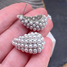 Пусеты капля, цвет серебро 26 мм