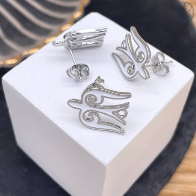 Пусеты национальные №1, цвет серебро 15х12 мм