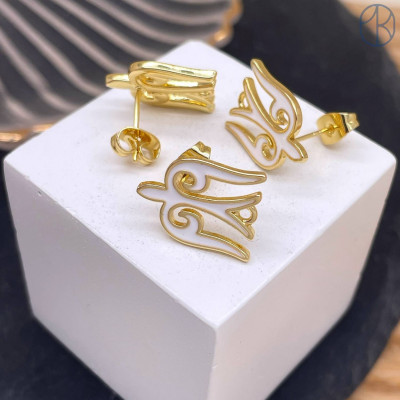 Пусеты национальные №1, цвет золото 15х12 мм