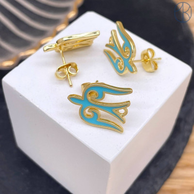 Пусеты национальные №2, цвет золото 15х12 мм