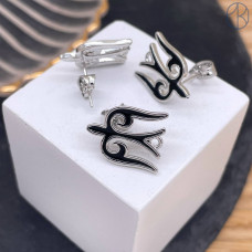 Пусеты национальные №3, цвет серебро 15х12 мм