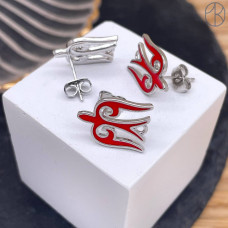 Пусеты национальные №4, цвет серебро 15х12 мм