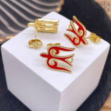 Пусеты национальные №4, цвет золото 15х12 мм