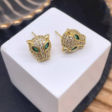 Пусеты пантера цирконы, цвет золото 12 мм 