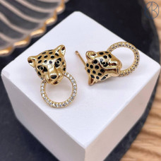 Пусеты пантера цирконы, цвет золото 18 мм 