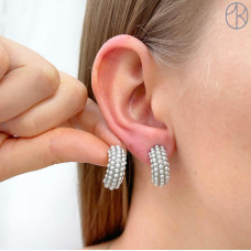 Пусеты полукруг, цвет серебро 20 мм