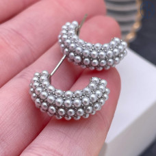 Пусеты полукруг, цвет серебро 20 мм