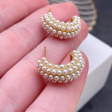 Пусеты полукруг, цвет золото 20 мм