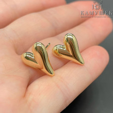 Пусеты сердце, цвет золото 8х10 мм