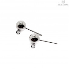 Пусеты шар, цвет серебро 6 мм 