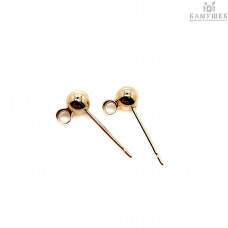 Пусеты шар, цвет золото 4 мм