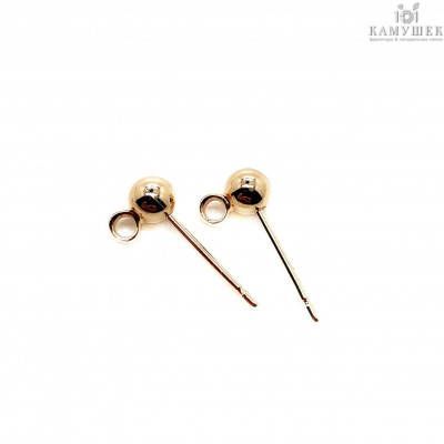 Пусеты шар, цвет золото 4 мм