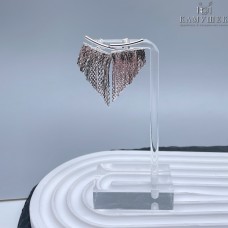 Пусеты шторки, цвет серебро 37,4*20 мм