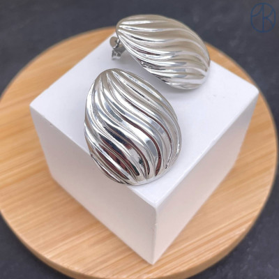 Пусеты сталь №2 цвет серебро 24 мм