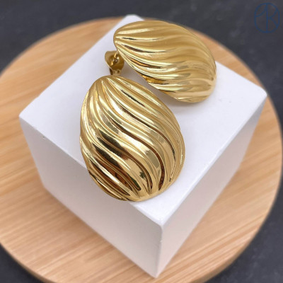 Пусеты сталь №2 цвет золото 24 мм