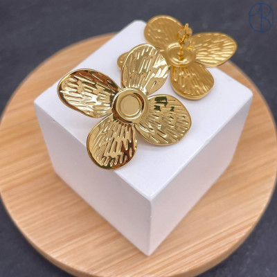 Пусеты сталь №3 цвет золото 24 мм