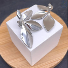 Пусеты сталь №4 цвет серебро 35 мм