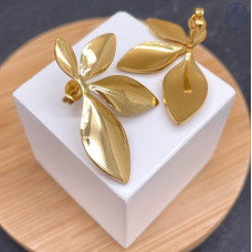 Пусеты сталь №4 цвет золото 35 мм